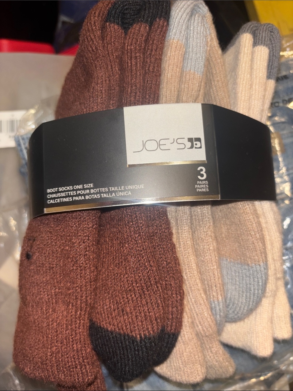 Joe's Boot Socks 3-Pack - Brown & Beige